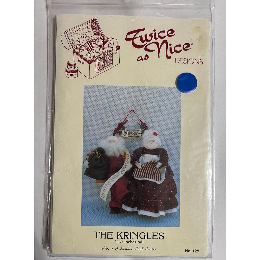 NEW Twice as Nice Designs-The Kringles 11.5" Tall Doll Pattern Kit